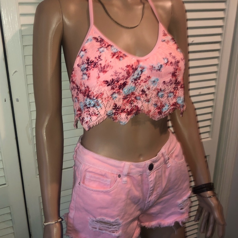 Ymi Pink Dream Jeans Shorts Midrise 7 and Xhilaration Bikini top size Small